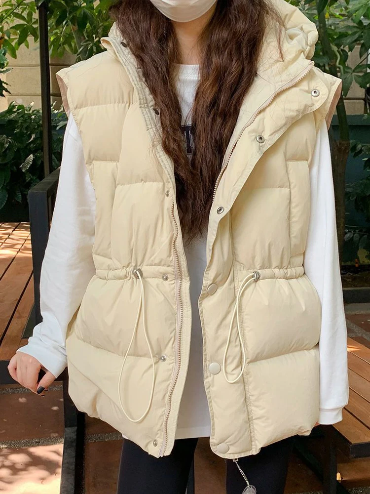 

Down Vest Women Autumn Winter Hooded All Match Sleeveless Jackets Female Korean Fashion Casual Loose Thicken Warm Waistcoats