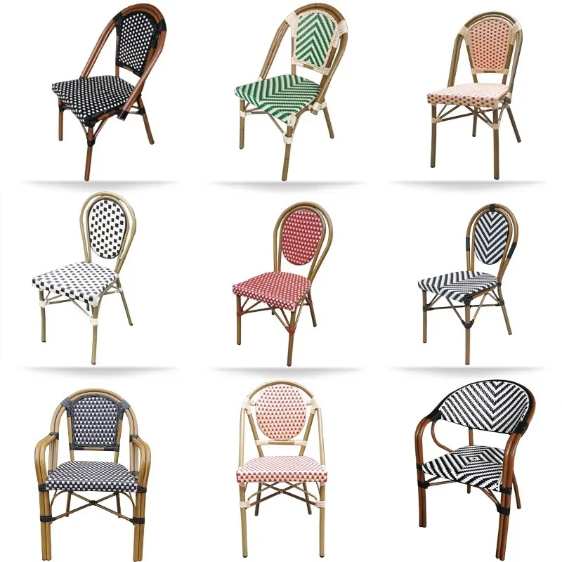 Hotel French Cafe Dining Vine Chair Commercial Furniture Bistro Outdoor Restaurant Rattan Chair Balcony Courtyard Single