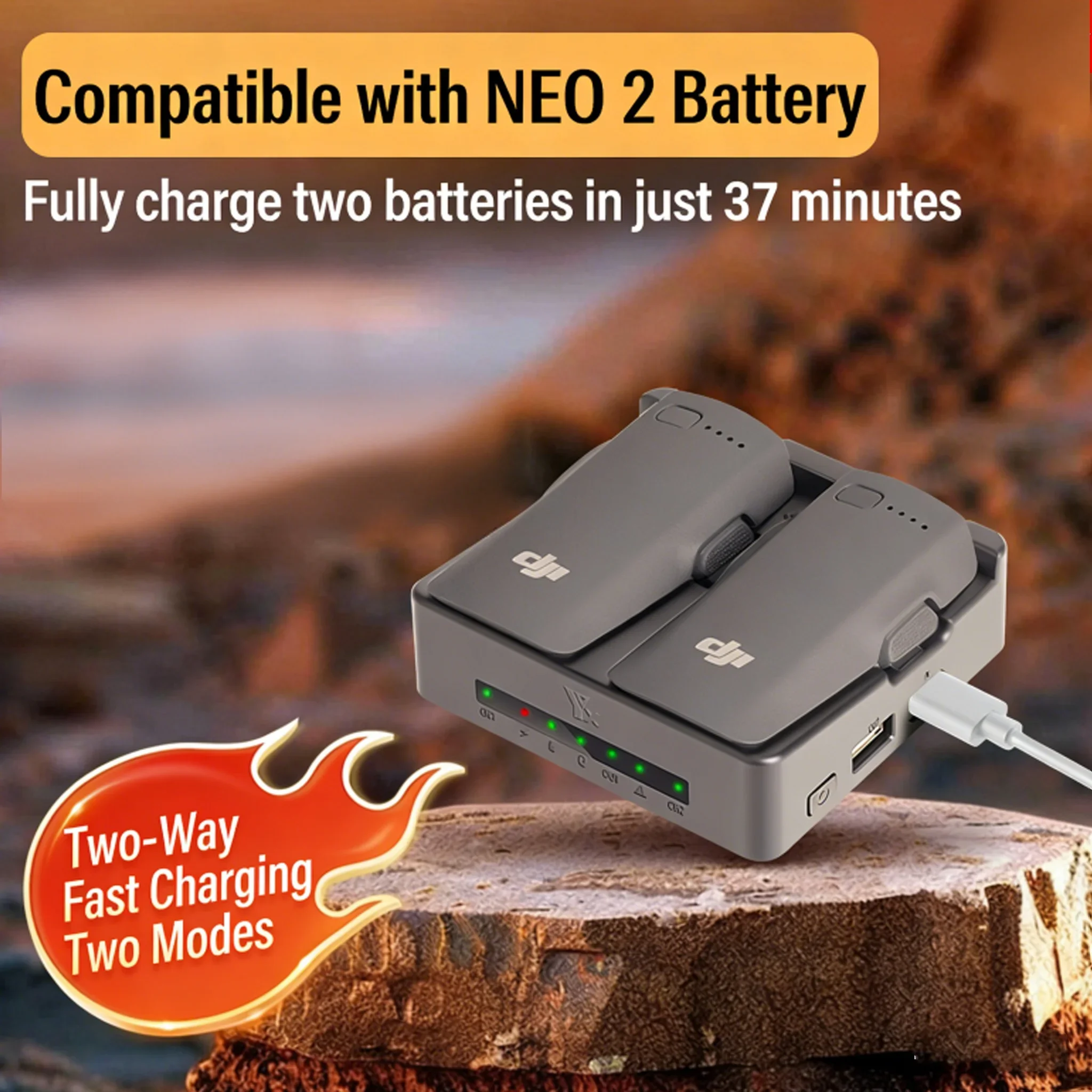 Two-Ways Battery Charging Hub For DJI NEO 2 Fast Battery Charger Box Portable Charging Case For DJI NEO 2 Drone Accessories
