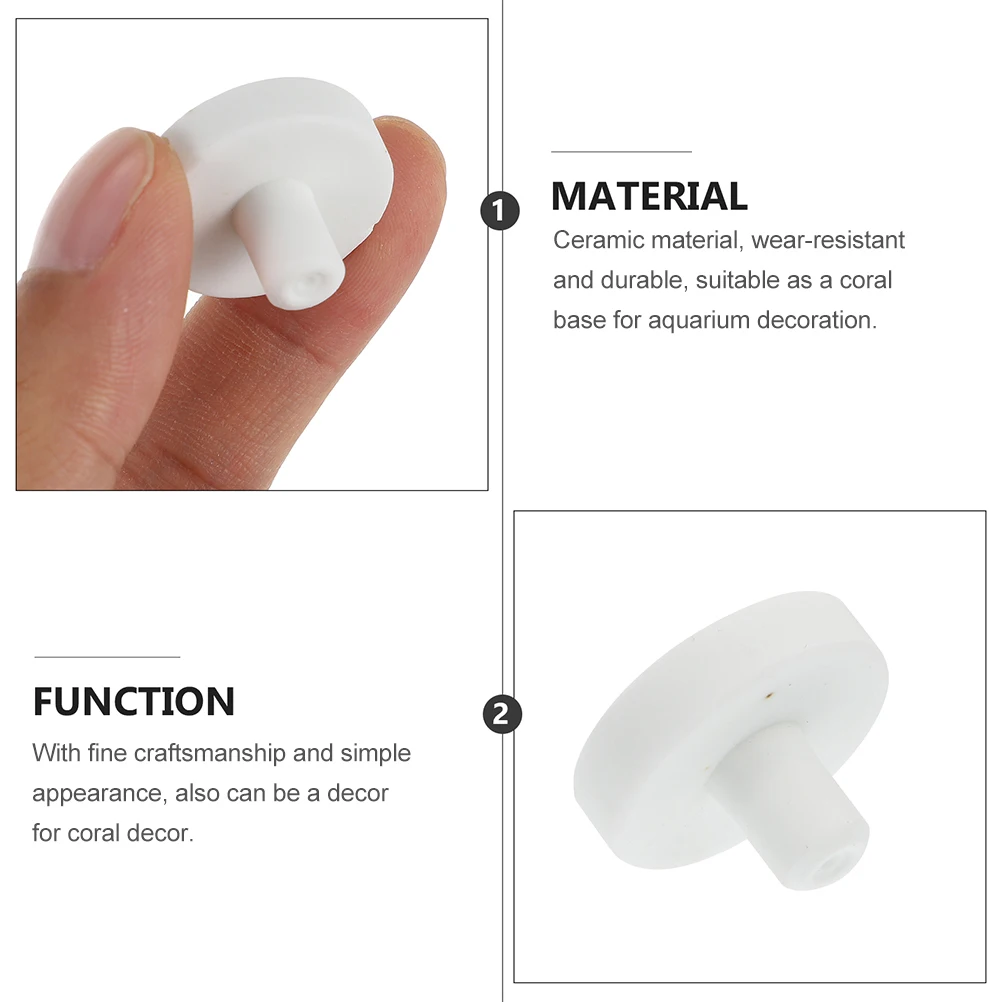 Fish Tank Ornaments Fish Tank Decorations Aquarium Ornaments 20 Pcs Fish Tank Coral Base Decoration Nurture Supplies Frag Plug Reproduction Ceramics Aquarium Support White