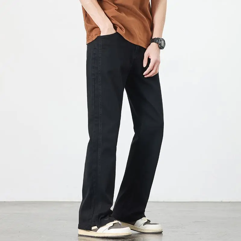 

Джинсы мужские прямые однотонные, повседневные простые удобные брюки из денима, уличная одежда, весна-осень, D48