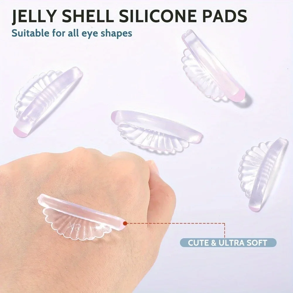 자가 접착 실리콘 패드가 포함된 속눈썹 컬러러 5종 세트, 반영구 속눈썹 컬링 및 스타일링에 적합