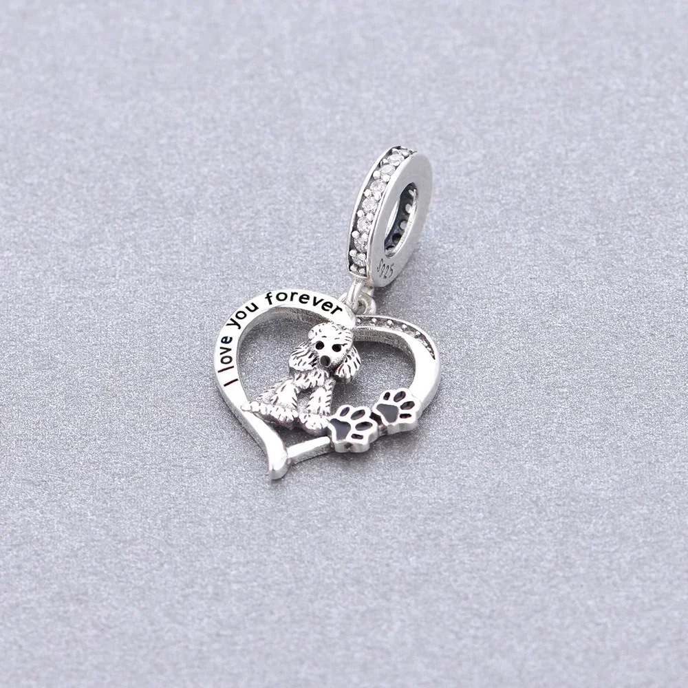 Huoonew Fit Original Pan Charm Bracelet 925 Silver I Love You Forever Yorkshire Dog Bead For Making DIY Memorial Berloque 5