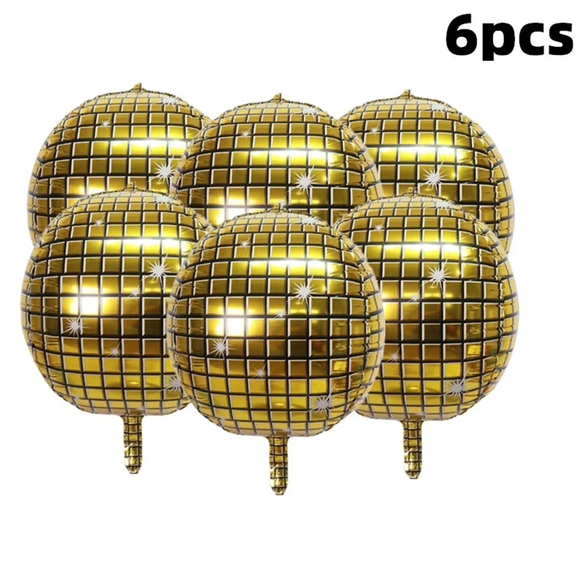 Set of 6 Large 22-Inch 4D Silver Laser Disco Balloons