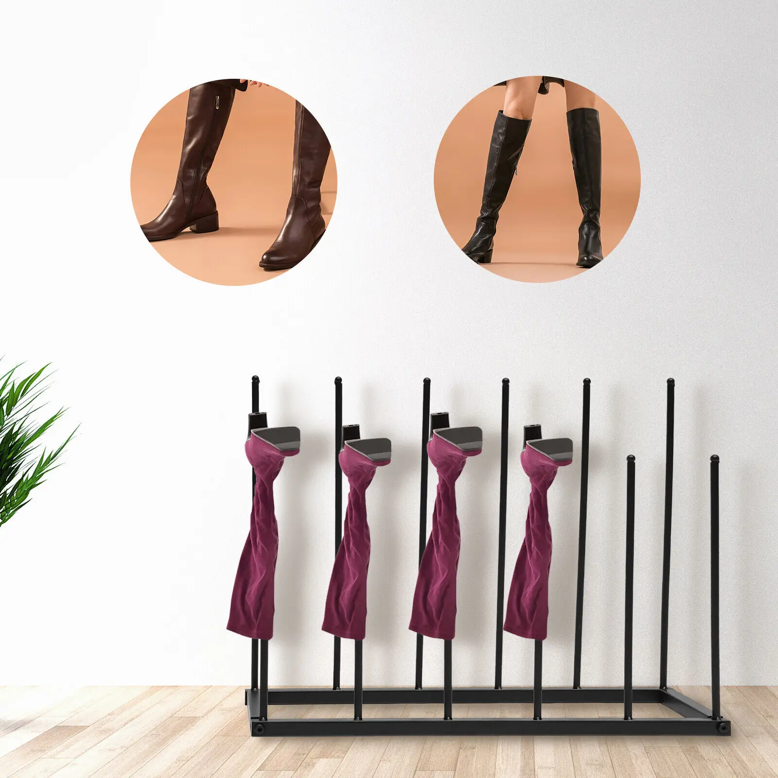 

6-Pair Dark Gray Wood Inverted Boot Rack Stand, Entryway/Closet Shoe Organizer