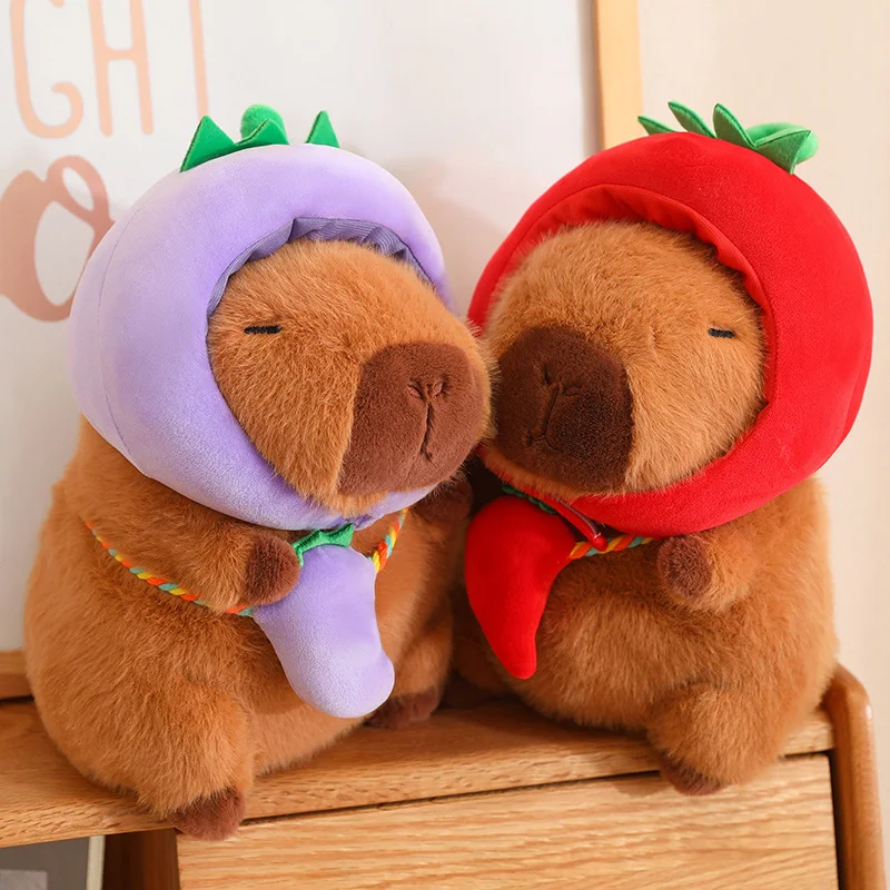 Cosplay Bee Capybara Hamburger Cloth Capibara PLushie Stuffed Vegetable Pumpkin Carrot Peppers Eggplant Hoodie Hat Toys for Kid