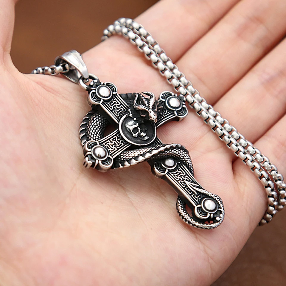Hombre Calavera Cadena De Acero Inoxidable Para Hombre Dondon 55 Cm Y Colgante De Cruz De Acero Inoxidable En Un Regalo Cadena Acero Inoxidable Hombre