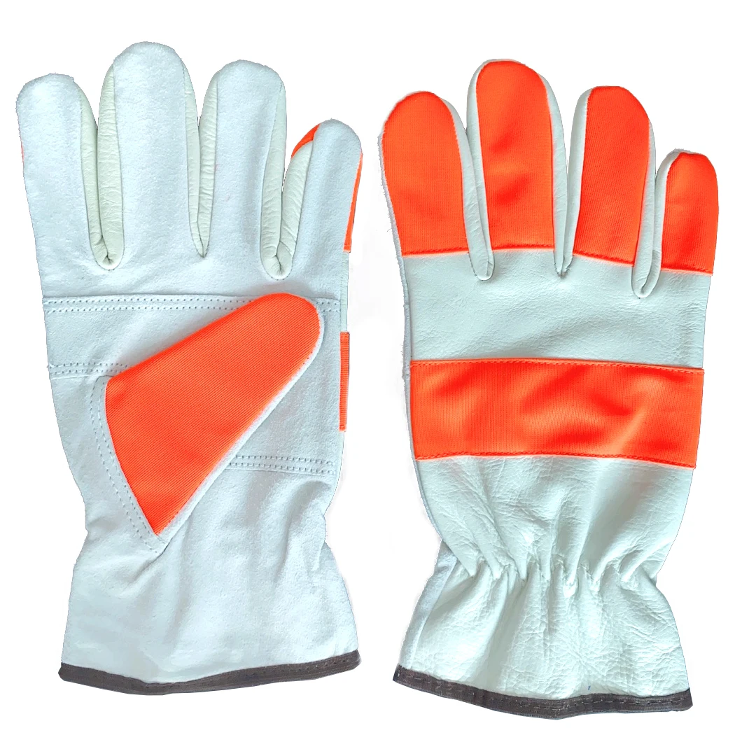 

Safety Protection Work Gloves Leather Stitching Fluorescent Soft Mechanical Driver Planting Wear-resistant Non-slip Gloves