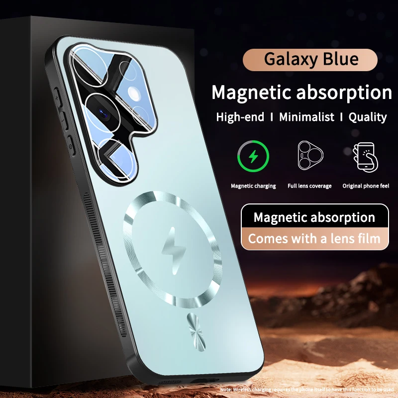 Enhanced Magnetic Shockproof Matte Case with Camera Protection and Wireless Charging Compatibility