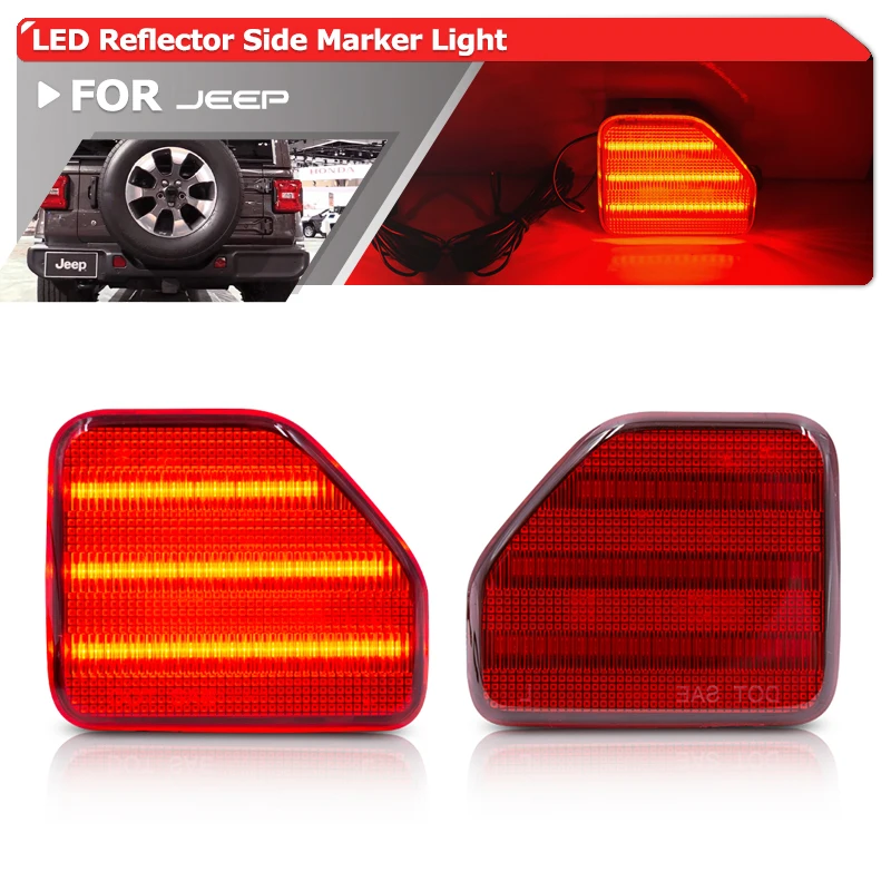 

2x For Jeep Wrangler JL 2018-2022 Rear Bumper Led Reflector Lights Red Tail Brake Lamps OEM: 68281936AB 68281937AB CH1185108