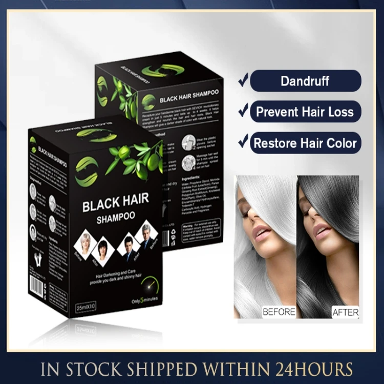 Description Picture 6 of itemBlack Hair Shampoo Hair Color Hair Dye Shampoo Organic Permanent Grey Hair Removal Restore Shiny Hair For Men Women Hair Cares