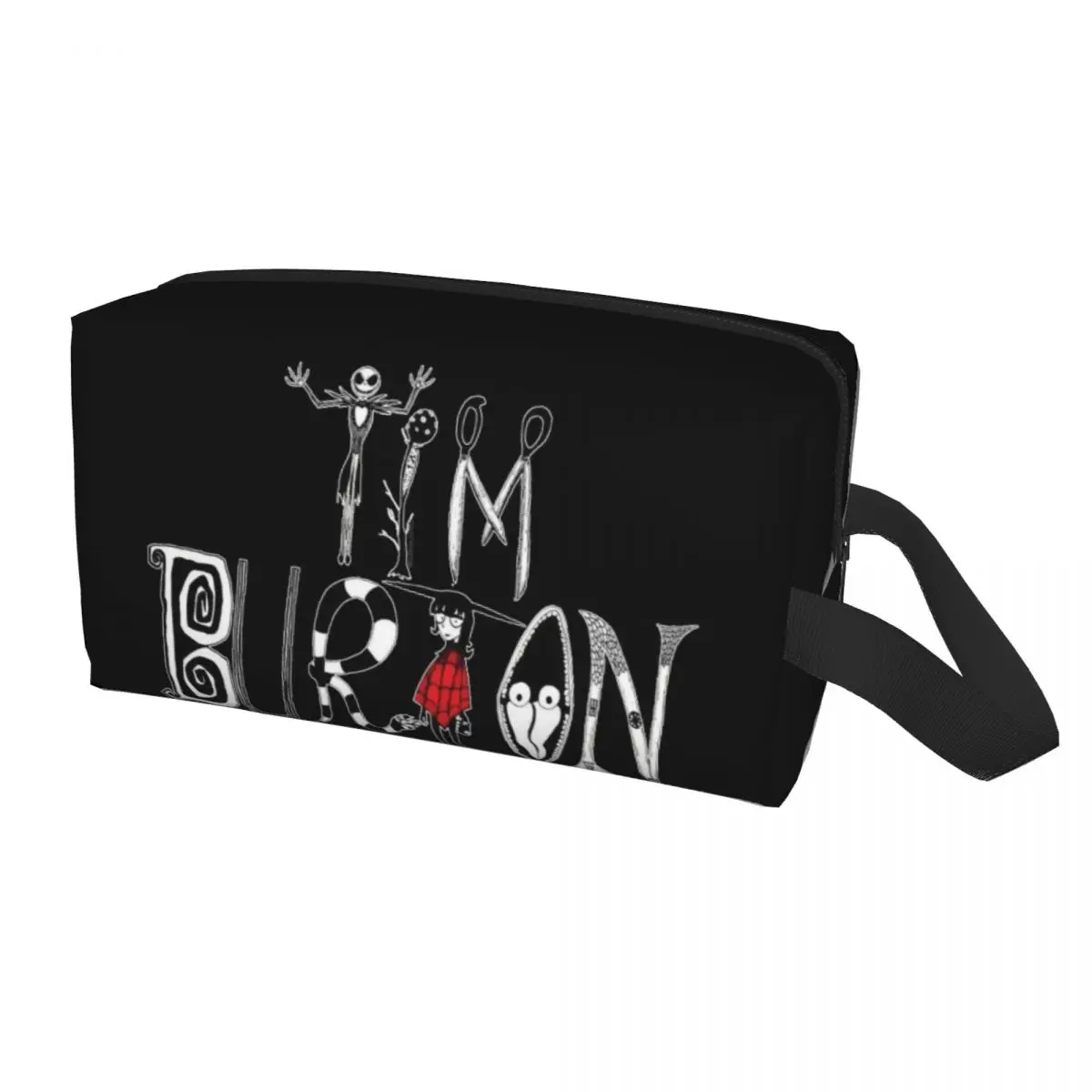 Sac À Cosmétiques De Voyage Personnalisé, Sac À Cosmétiques De Voyage Avec Alphabet Pour Femmes, Film Gothique D'Halloween, Organisateur De Toilette E