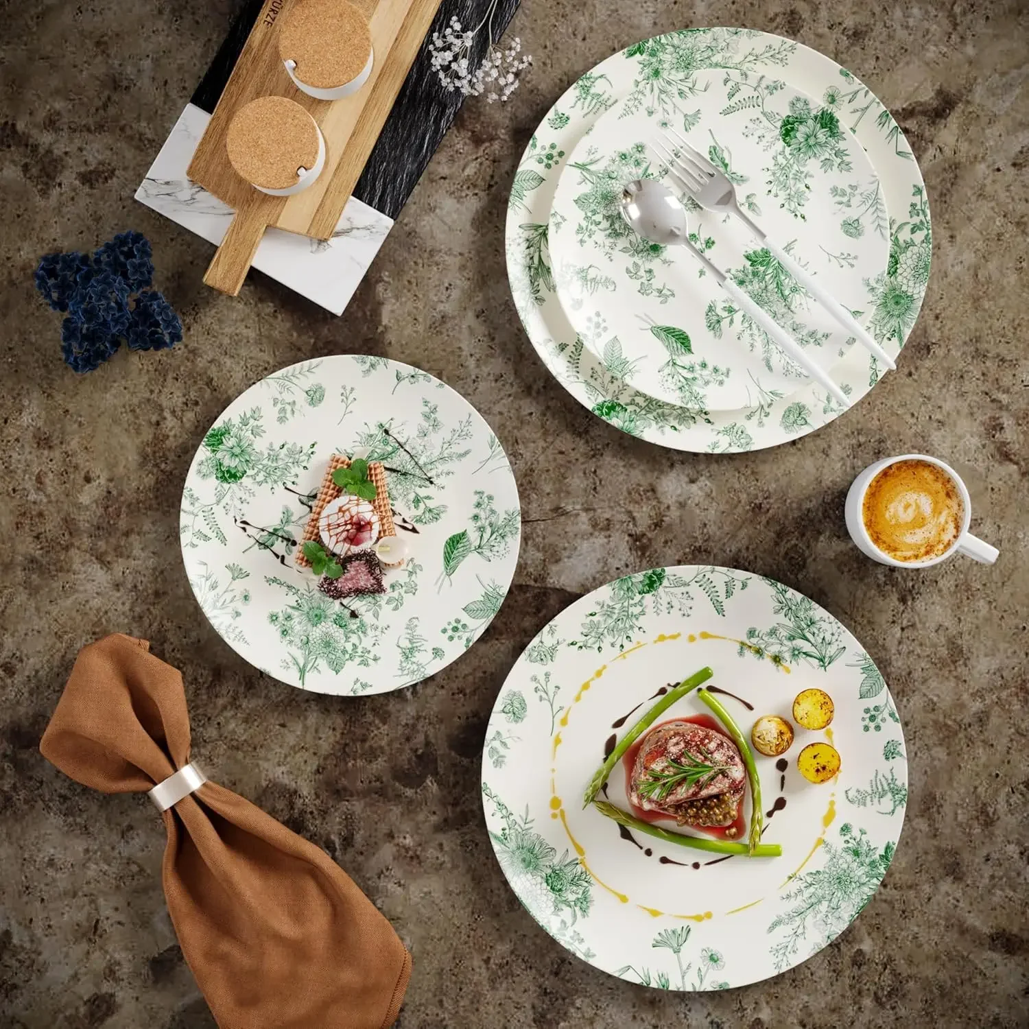 80 Piece Plastic Disposable Plates Set For 40 Guests I 40 X 8 Inch Dessert Plates & X 10 Inch Disposable Plastic