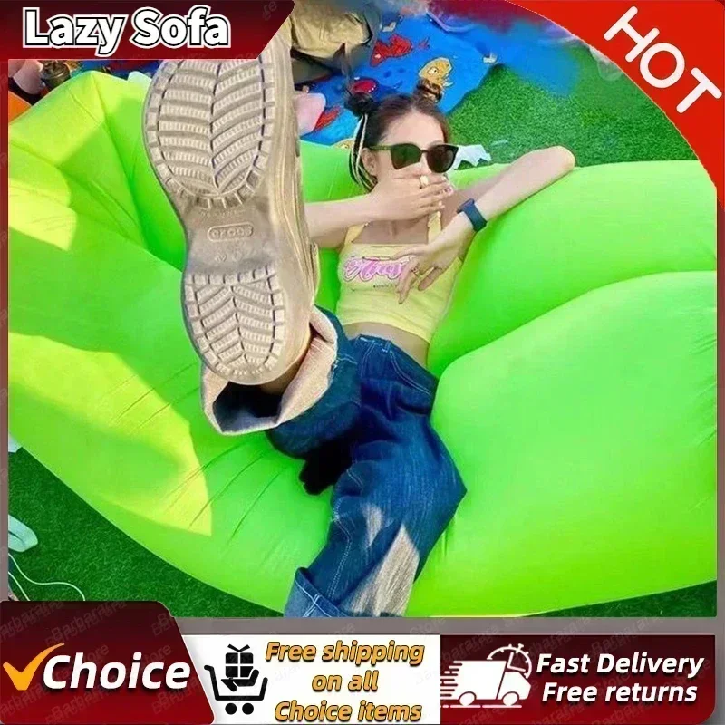 Hot Portable Lazy Susans Outdoor Portable Camping Sofa Concert Recliner Mesh Red Inflatable Lazy Susans Bag Inflatable Recliner