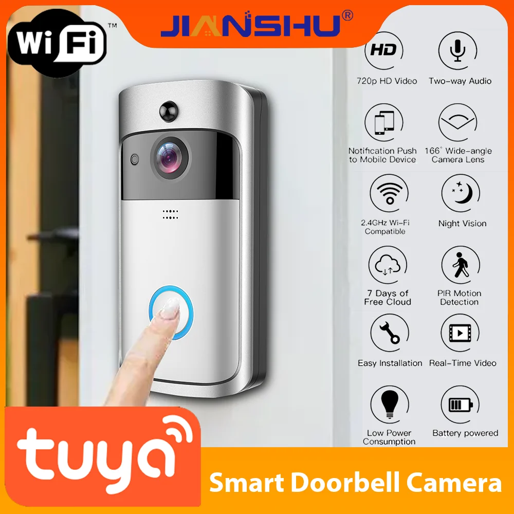 

Jianshu Tuya Video Intercom In Private House Security Protection HD High Resolution Visual Smart Security Doorbell Camera Wifi