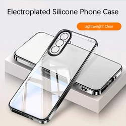 Sleek Plating Clear TPU Phone Case - Ultra - Thin Transparent Protective Cover - Galaxy A27 (Black)