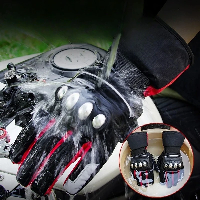 겨울용 양털 안감 오토바이 라이딩 장갑, 두껍고 따뜻하며 방풍 방수 오토바이 라이더 장갑, 전기용
