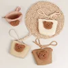 Cute Kids Shoulder Bag Summer Straw Woven Handmade Bags Mini Baby Girls Coin Purse Cartoon Bear Toddler Crossbody Bag 1