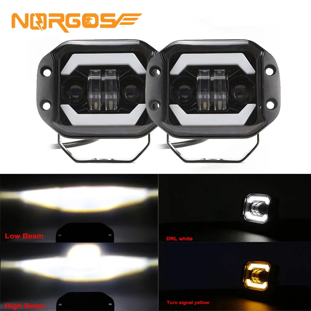 Norgos 12V 24V 5 "Fendinebbia Barra Led Light 4X4 Super Bright Fuoristrada Pickup Truck Per Jeep Kamaz Scania Volvo Benz Daf Kenworth