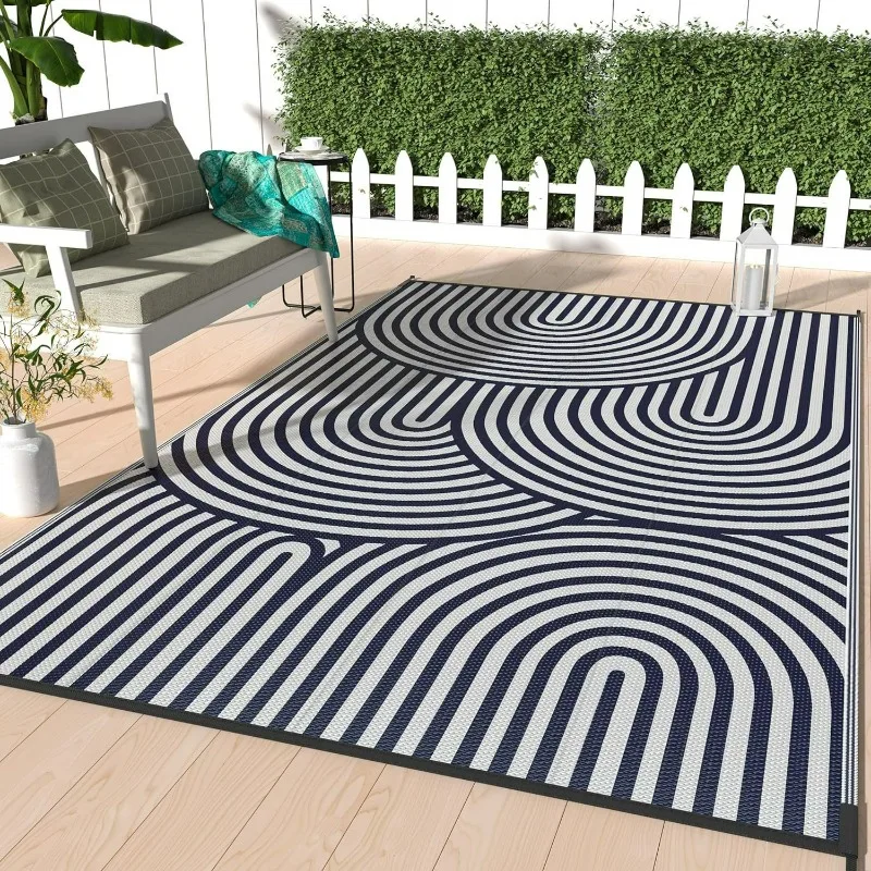 Retro Plaid Pattern Outdoor Carpet Geometrice Home Living Room Balcony Mat Large Size Camping Picnic Decorative Rugs Washable floor mat decorative carpet