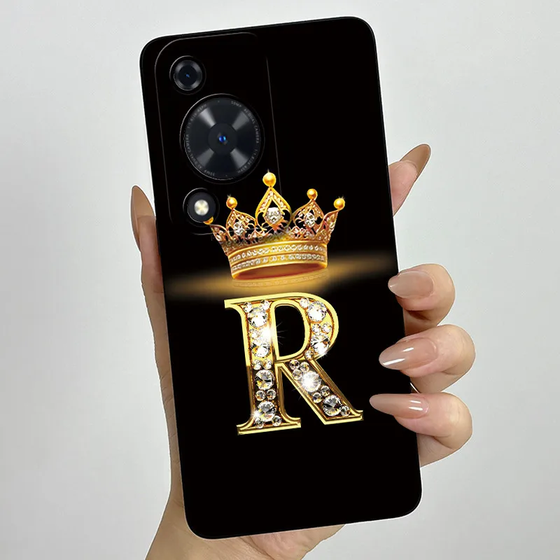 Crown Initial Letter Couple Phone Case - Soft Silicone TPU Lens Protective Casing