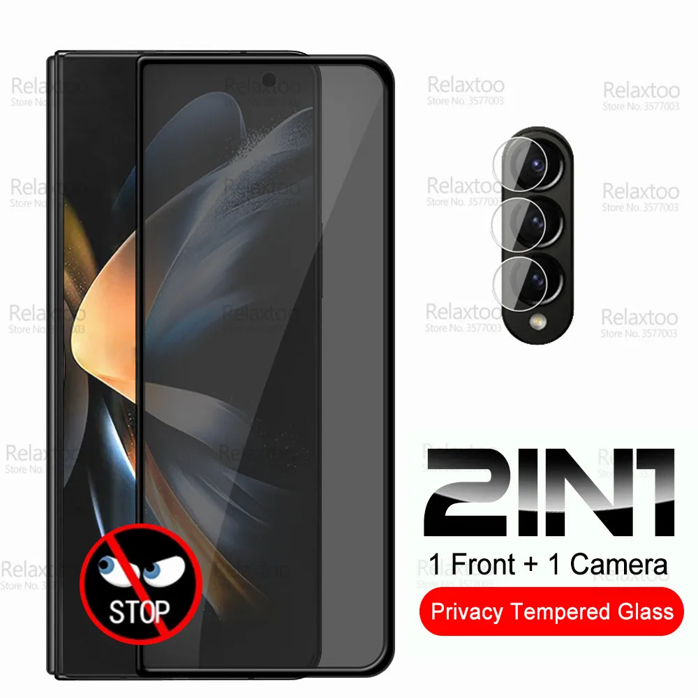 2in1 Camera Tempered Glass For Samsung Galaxy Z Fold 4 Privacy Screen