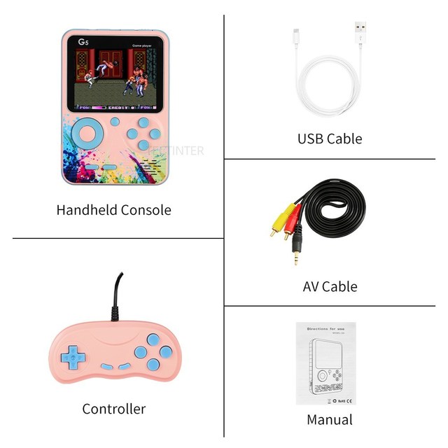 Game Console Handheld Game Consoles Built-in 500 Retro Classic Games AV Out Video Game Player Support 2 Player Gamepad