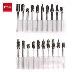 Tête de meulage en carbure de tungstène, fraise rotative 10 en 1, tige simple/Double diamant de 1/8 pouces, outils abrasifs rotatifs 