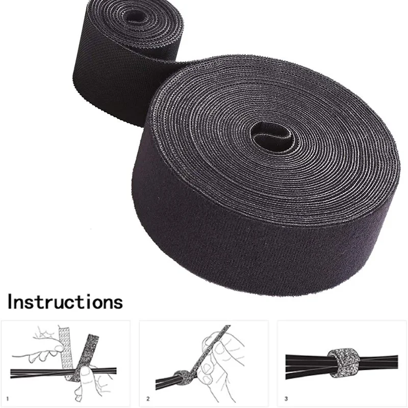 5M/Roll Velcro Strips with Adhesive Fastener Tape Cable Ties Reusable  Double Side Hook Loop Cable Tie Wires Management Straps - AliExpress