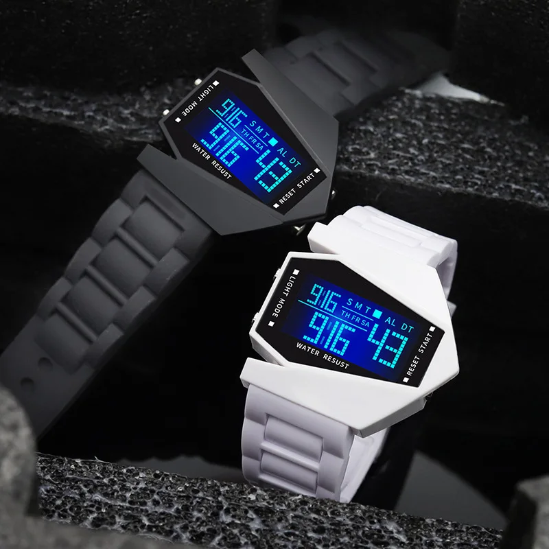 YIKAZE Creative Digital Watches for Kids Luminous Wateproof Silicone Strap Sports Watch Multifunction Alarm Clock Sports Watch 3