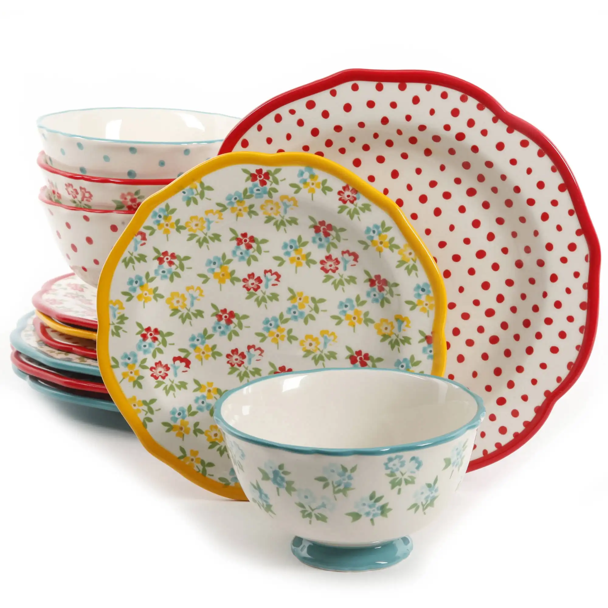 Retro Dot 12-Piece Dinnerware Set AliExpress