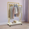 Heavy Duty Clothing Rack Anti-Rust Garment Rack with Wheels Effortless Cleaning Clothing Rack for Bedrooms/Living Rooms 4
