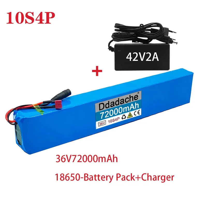 

New Lithium Rechargeable battery pack 10S4P 36V 72Ah high power 18650 600W for electric bicycle with charger