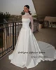 SoDigne A-line Satin Wedding Dresses High Neck Full Sleeves Bridal Dress Simple Long Wedding Gown Robe De Mairee ﻿Customized 2
