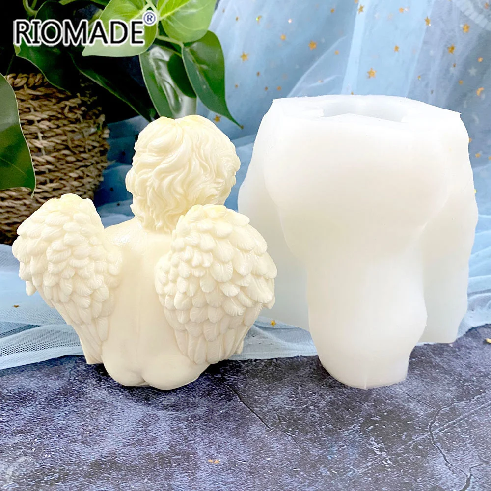 Große Größe 3D Engel Silikon Kerze Form DIY Handgemachte Handwerk Epoxidharz Gips Aromatherapie, Der Form Fondant Kuchen Werkzeuge – Detail 5