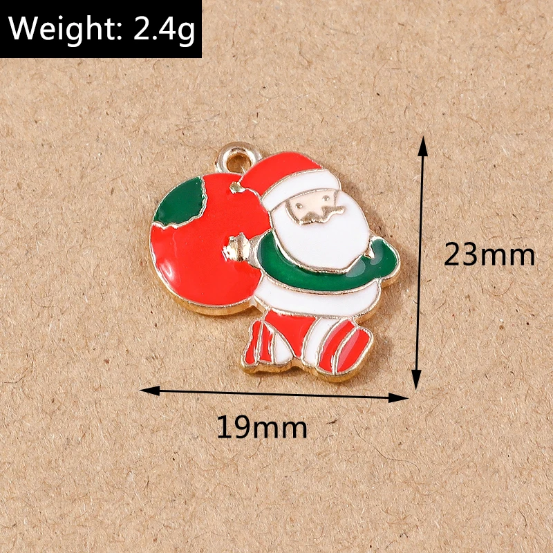 10 stücke Emaille Weihnachten Santa Claus Schneemann Charms Anhänger für Schmuck Herstellung Ohrringe Armband DIY Halskette Zubehör – Detail 3