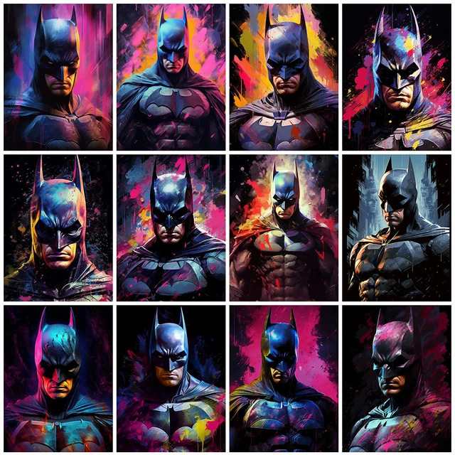 Pintura al óleo por números de HEROCROSS DIY, Batman, superhéroe, personaje de dibujos animados, Kits de pintura a mano sobre lienzo, decoración de pared - AliExpress