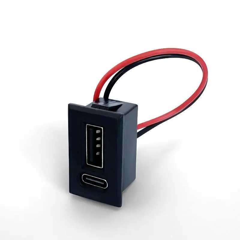 【USB 여성용 베이스 타입-C 이중층 소켓 램프 충전 소켓 전원 휴대폰 소켓(케이블 커넥터 포함)】