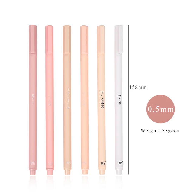 JIANWU 6pcs/set Creative cute morandi Simple small fresh gel pen kawaii Quick drying Cap neutral pen journal supplies Stationery Z1500 1set