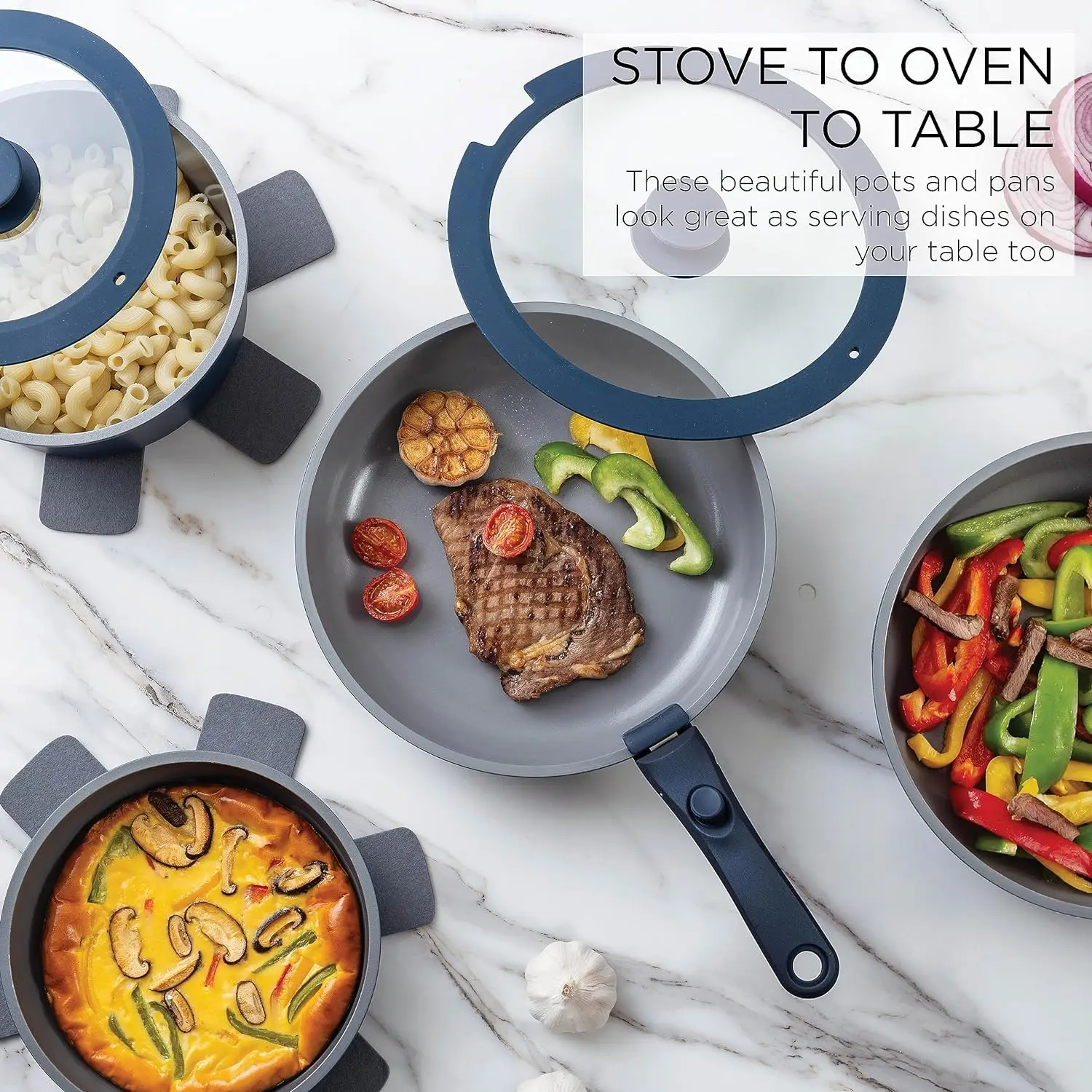 Country Kitchen 13 Piece Pots and Pans Set - Safe Nonstick Cookware Set Detachable  Handle - Bed Bath & Beyond - 37508748