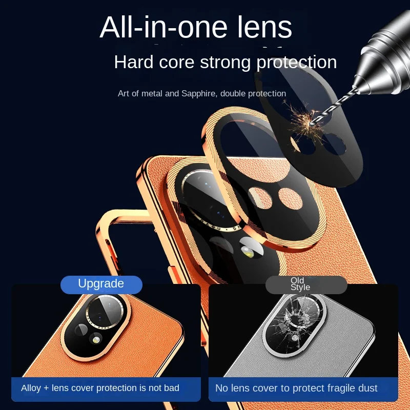 Double Sided Protection Case with Tempered Glass Front & PU Leather Back Cover
