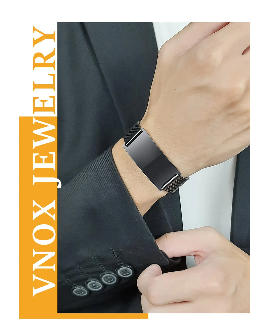 Vnox 20mm ZU MEINEM PAPA Armbänder für Männer, Benutzerdefinierte Schwarz Edelstahl Armreif mit Einstellbare Uhr Band, vatertag Geschenk – Detail 2