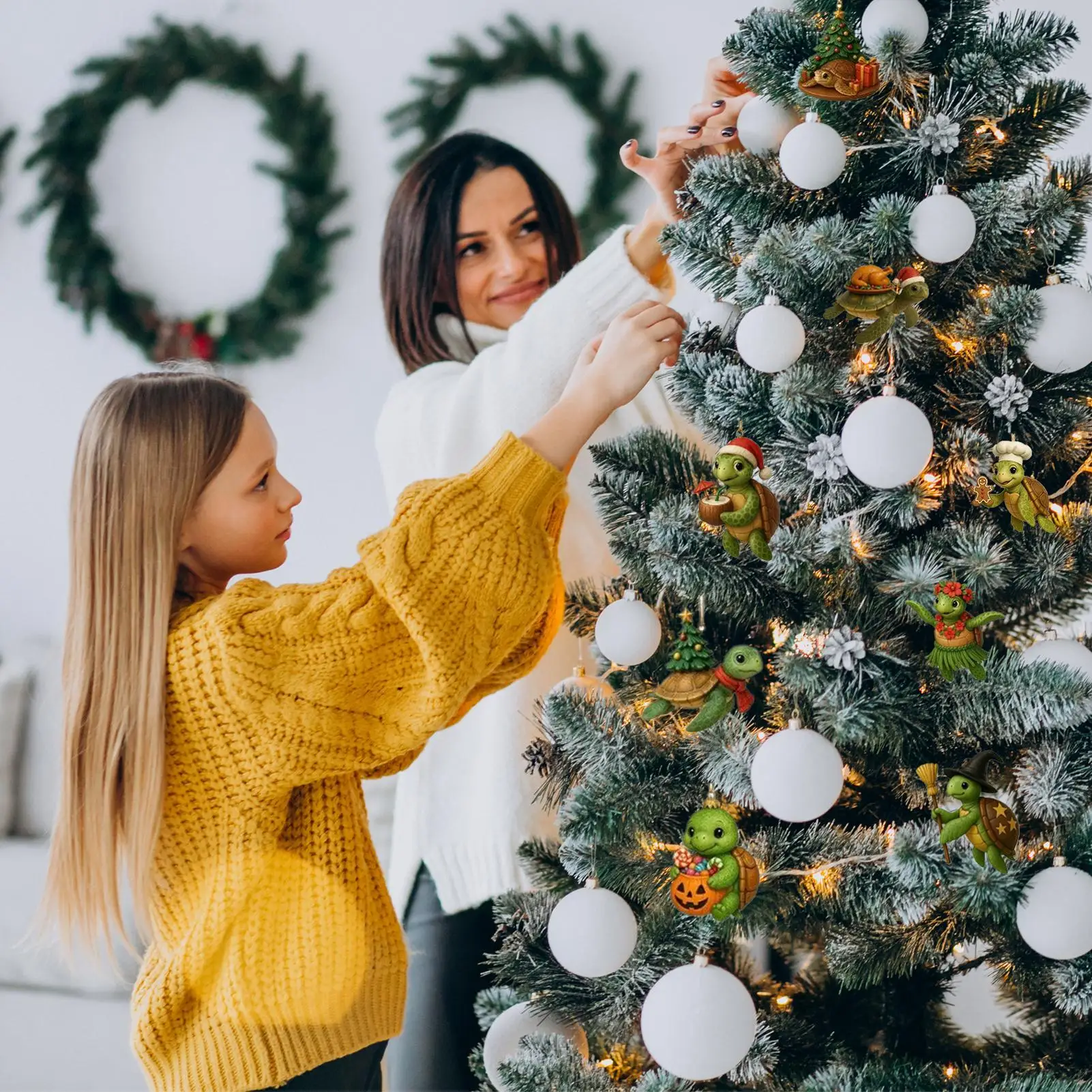 Christmas Sea Turtle Advent Countdown 24 Days 2D Acrylic Decor Sea Turtle Ornament 2025 Countdown Calendar for Holiday Home Car - Image 5