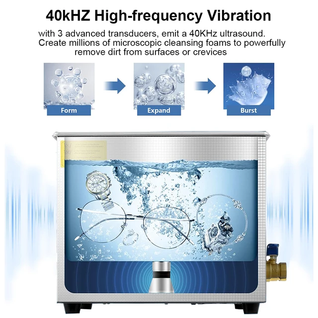 Ultrasonic Cleaner 2L 3L 6L 10L 15L 22L 30L Large Capacity Heated Cleaning Washing Machine Ultrasound Bath For Jewelry Glasses 3