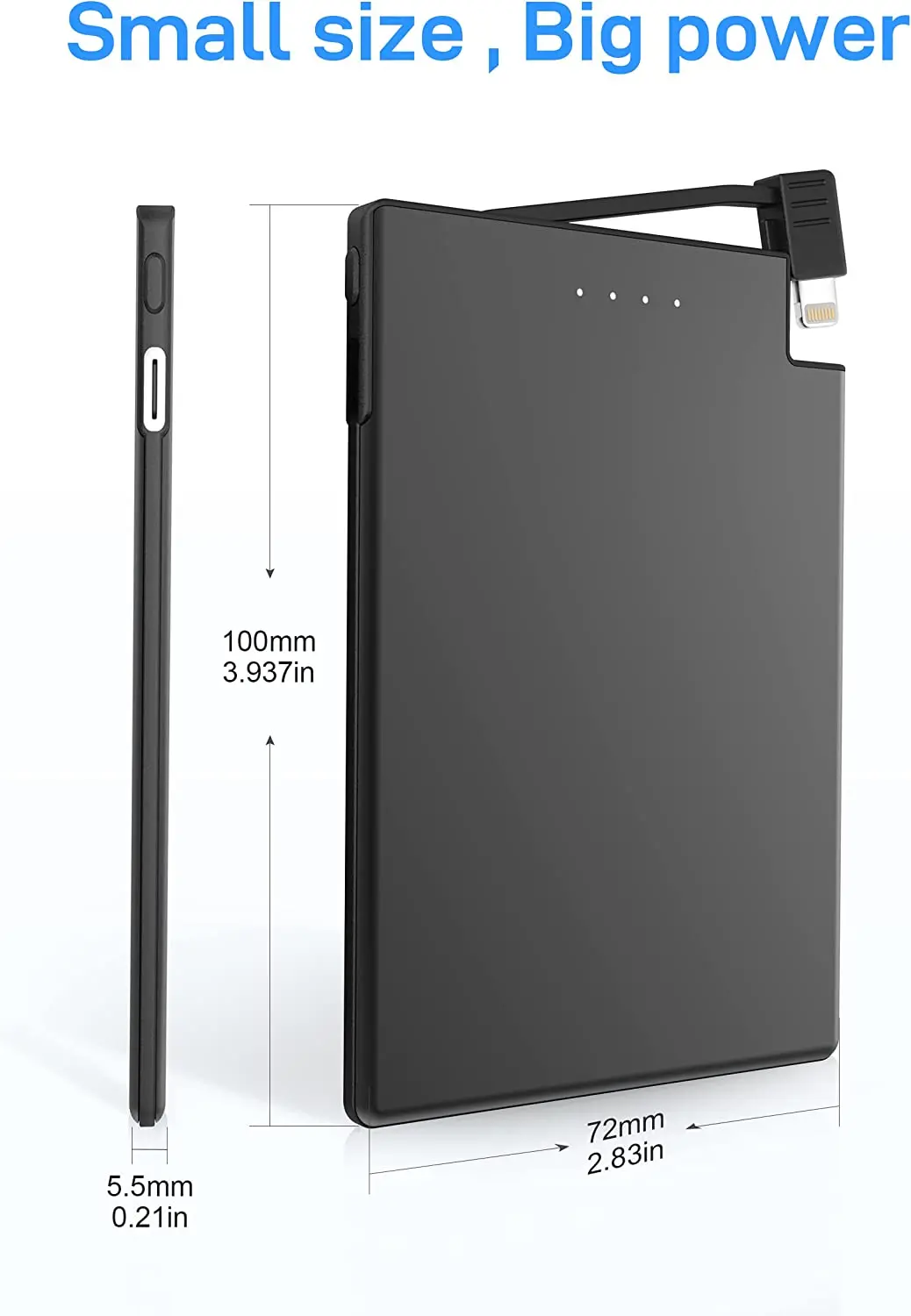 TNTOR Mini Power Bank Slim 3500 mAh Power Bank Fast Charging Battery Built-in Cable for Xiaomi iPhone 15 14 13 Huawei Samsung