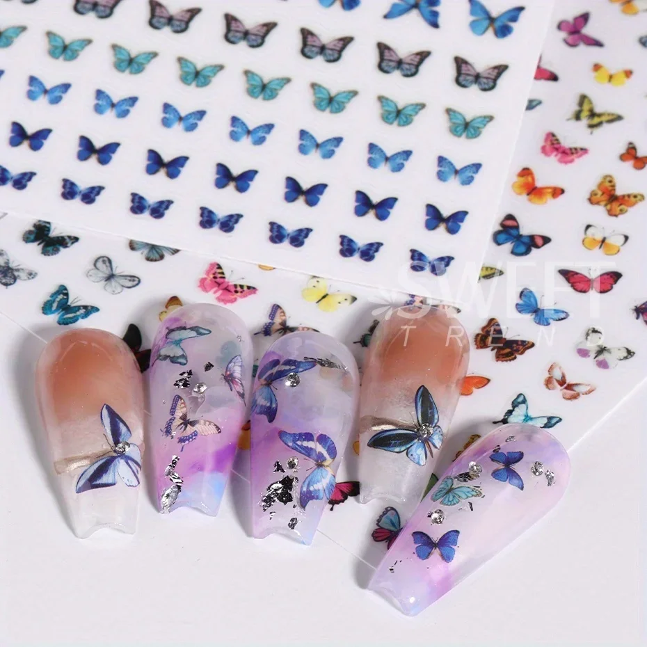 9pcs Glow In The Dark Butterfly Nail Art Stickers Luminous Moon Star Design Halloween Y2K Adhesive Sliders Charm Manicure Decals