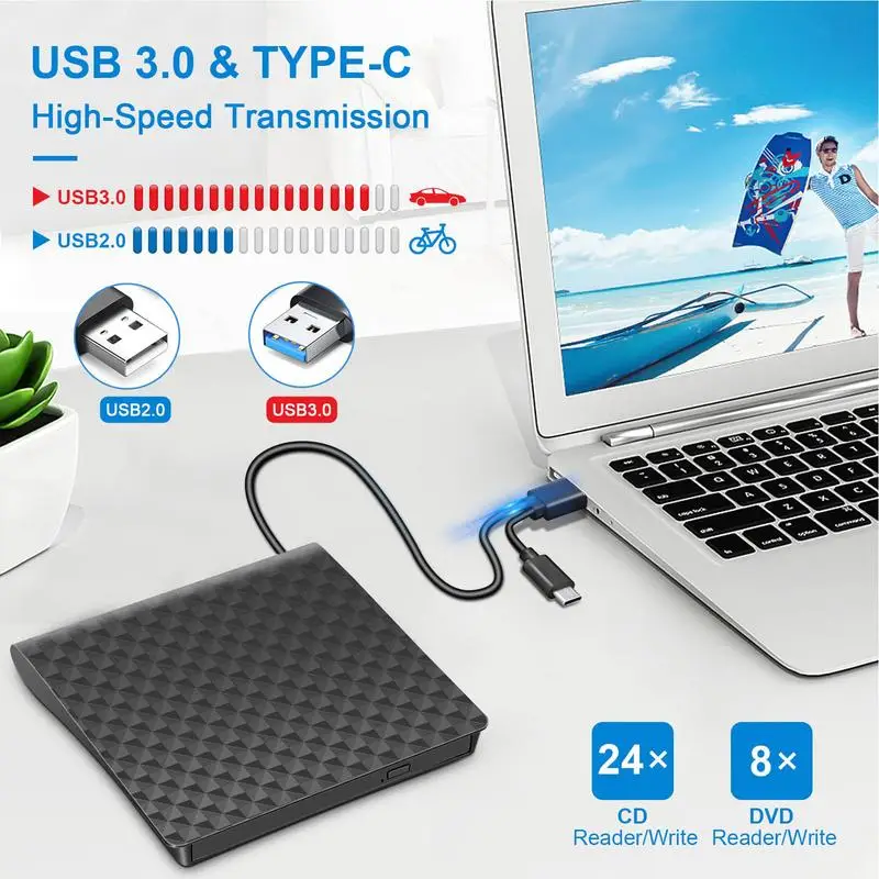 Backup Hard Drive External Portable USB Type C External Hard Drive Shockproof Multifunctional High Speed Data Recorder Low Noise