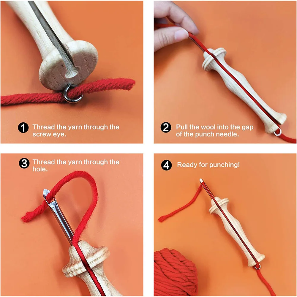 Stickerei Punch Needle Pen 8 # 10 # Teppichstanzer mit Holzgriff, Nadeln, Nähwerkzeug für Bastelarbeiten, Faden und Garn, DIY, Stricken, Basteln – Detail 3