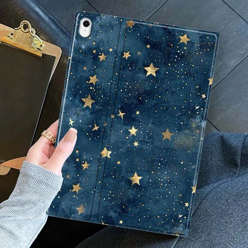 Celestial Blue Gold Starry Sky Pattern Tablet Case