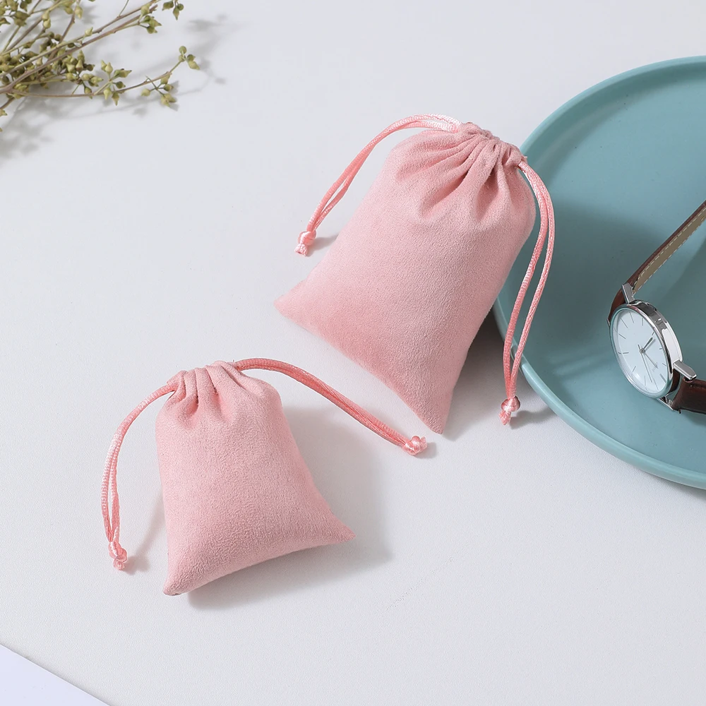 100 Flannel Jewelry Pouches Jewelry Packaging for Wedding Party Christmas Birthday Gift Jewelry Drawstring Bag Print Custom Bag